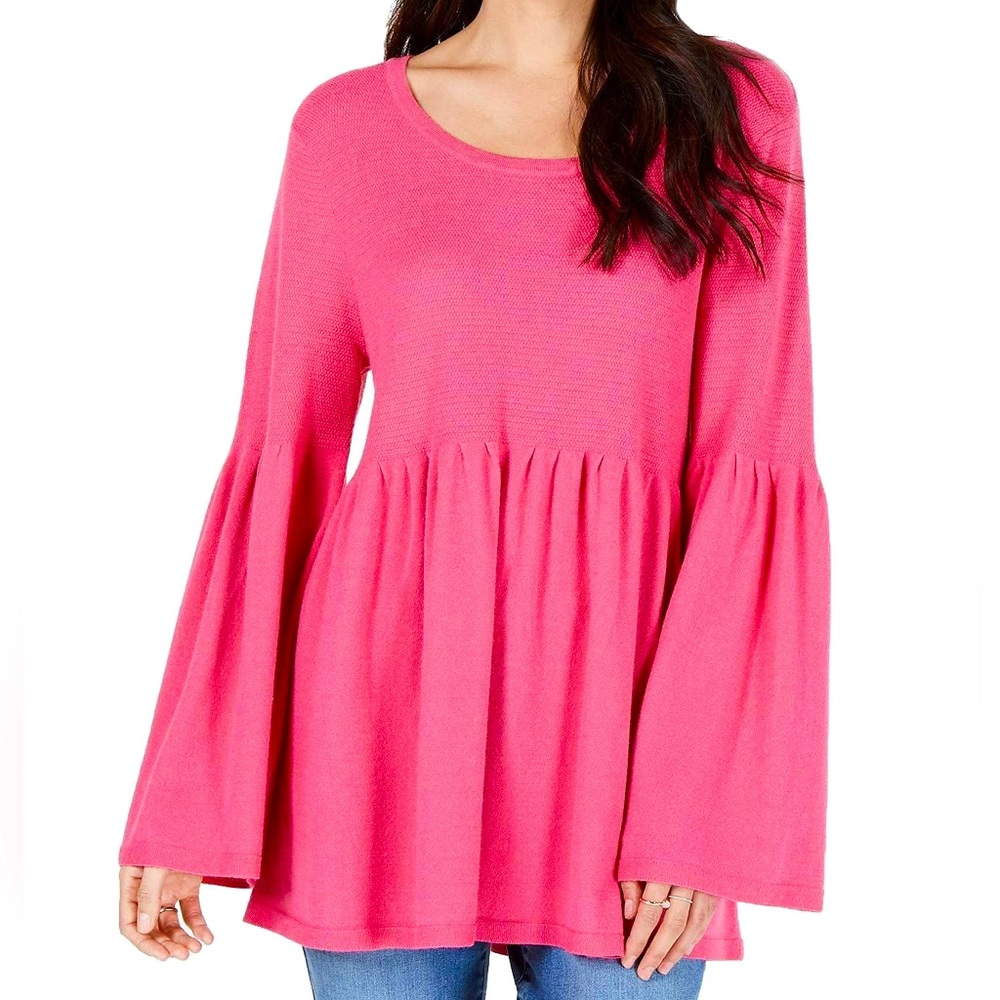 Style & Co Berry Pink Bell Sleeve Sweater Sizes Large & XL